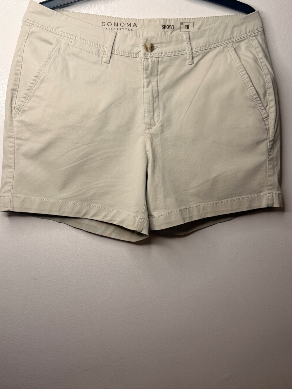 Sonoma Light Cream Women's Chino Bermuda Shorts - Picture 1 of 6